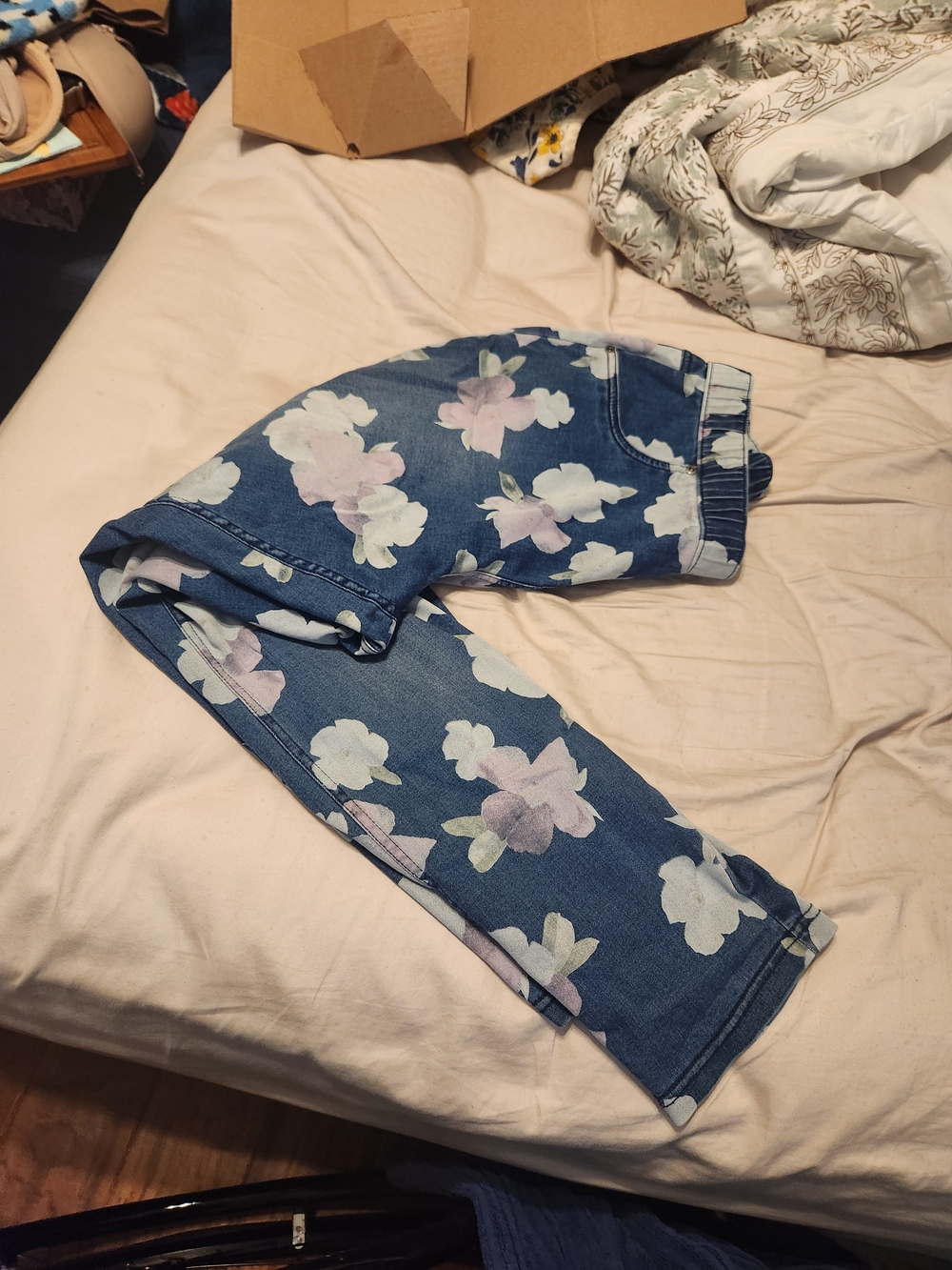 HUE Blue Floral Print Jeans